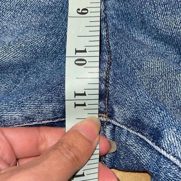 Express‎ Womens Raw Hem Cotton Blend High-Rise Skinny Jeans Blue Size 10R - Picture 10 of 11